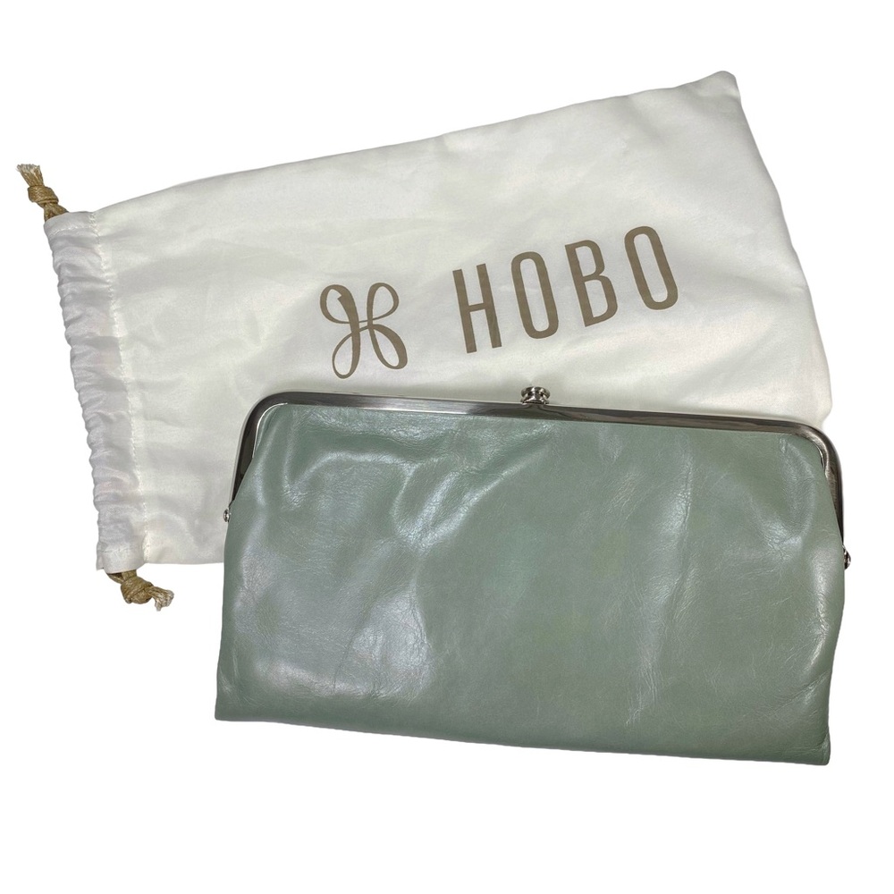 HOBO Lauren Wallet Distressed Leather Bottle Green